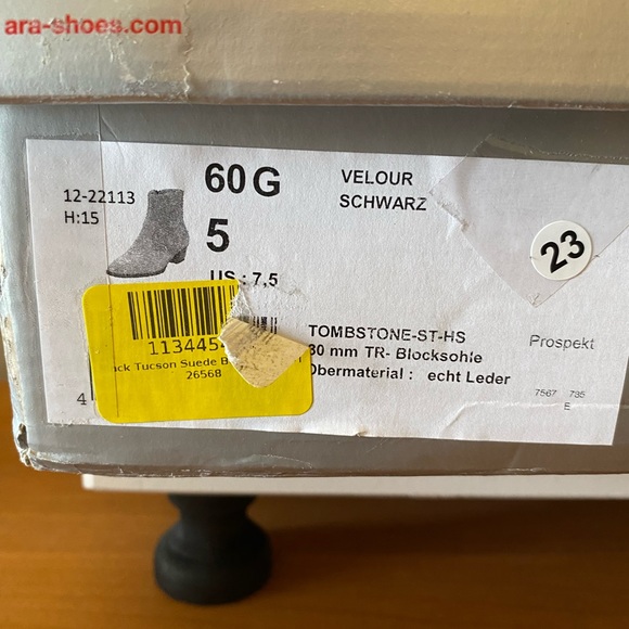 Ara Tombstone Suede Booties Size 7.5 Ankle Boot High Soft - Picture 5 of 5